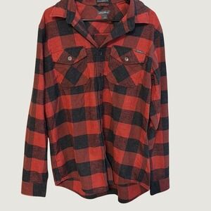 Eddie Bauer Flannel Shirt Mens TL Buffalo Check Cotton Classic Fit Red Black